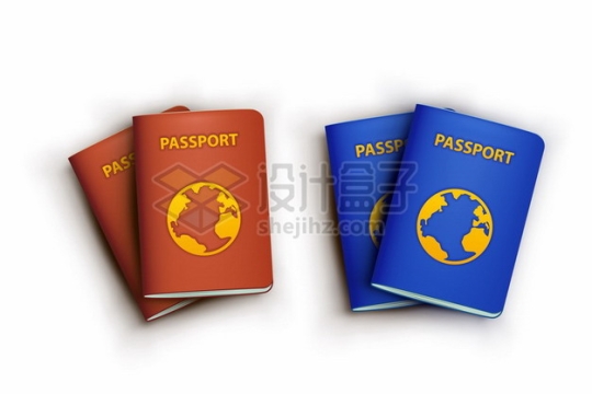 红色和蓝色卡通护照588358png图片素材