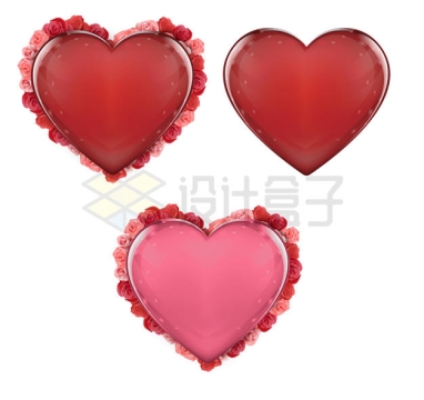 3款红色心形图案情人节装饰2385761PSD免抠图片素材