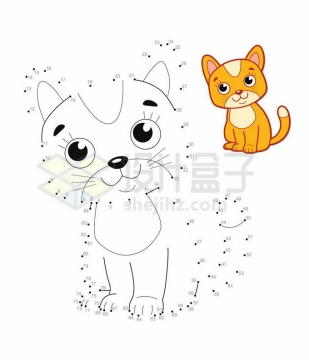 卡通猫咪儿童入门绘画连线顺序幼儿游戏1094902矢量图片免抠素材