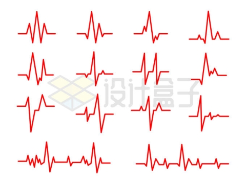 各种各样的红色心电图折线6369346矢量图片免抠素材