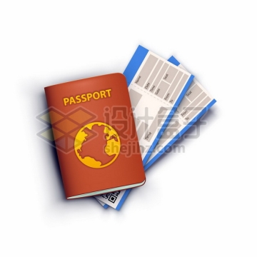 卡通护照和机票434972png图片素材