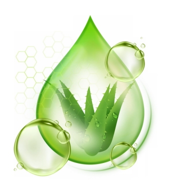 绿色水滴中的芦荟护肤品广告插画522898免抠图片素材