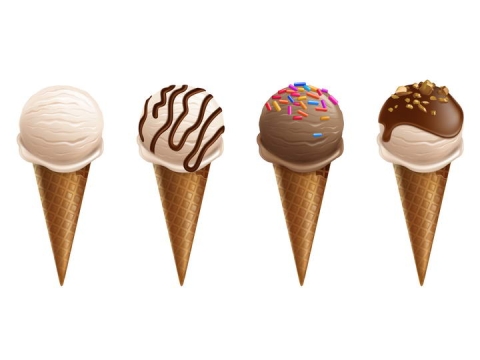 四款甜筒冰淇淋零食美食图片免抠素材
