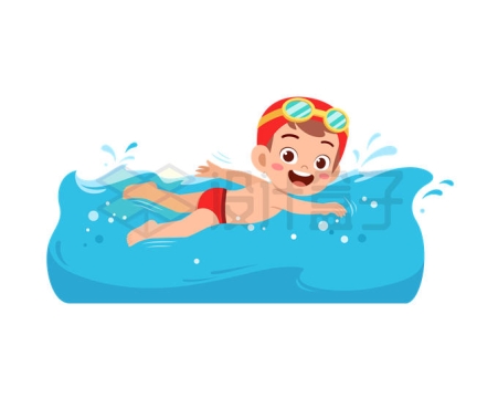 卡通小男孩正在游泳1827550矢量图片免抠素材