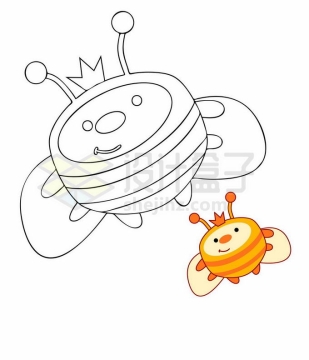 卡通蜜蜂填颜色游戏儿童画板涂色游戏1834329矢量图片免抠素材