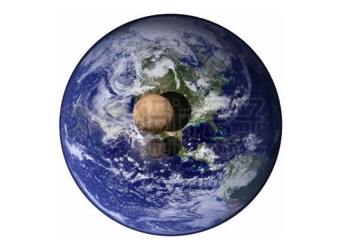 地球和冥王星及其卫星大小对比图png免抠高清图片素材