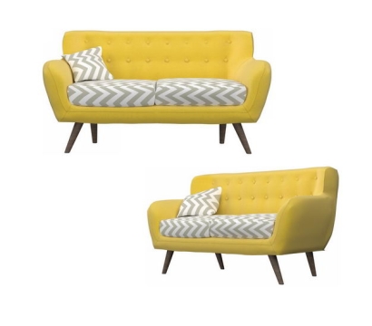 两款简约风格黄色双人沙发布艺沙发4954741免抠图片素材