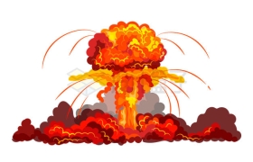 炸弹爆炸产生的卡通火球和蘑菇云8692761矢量图片免抠素材