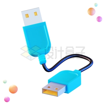 蓝色USB连接线数据线卡通3D模型6066583PSD免抠图片素材