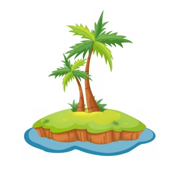 卡通热带海岛小岛上的椰子树834810png图片素材