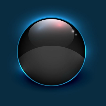 蓝色发光效果黑色圆形水晶按钮图片免抠矢量素材