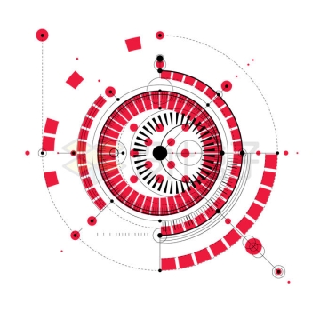 科技风格红色圆环装饰图案5489676矢量图片免抠素材