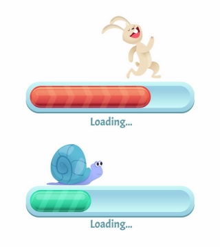抽象卡通兔子和蜗牛象征了速度快慢的加载进度条loading界面设计png图片免抠矢量素材