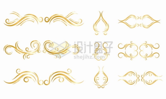  9 gold retro decorative patterns png picture materials 451239