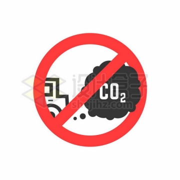 禁止汽车尾气二氧化碳排放超标标志4590327矢量图片免抠素材