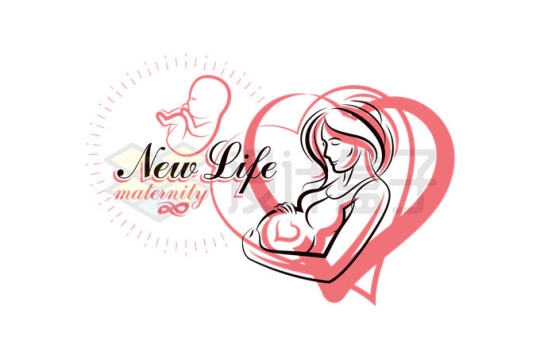 手绘涂鸦风格孕妇怀孕月子中心月嫂公司logo标志设计方案5857055矢量图片免抠素材