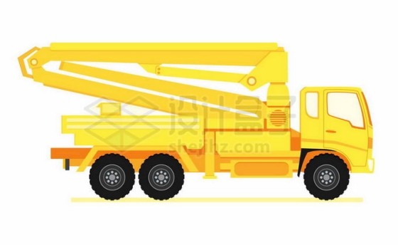 黄色吊车起重机卡车汽车侧面图1063004矢量图片免抠素材