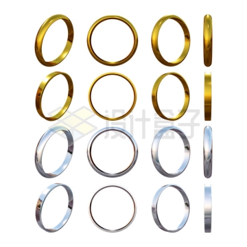 4款金戒指银戒指白金戒指不同角度3D模型8058868PSD免抠图片素材