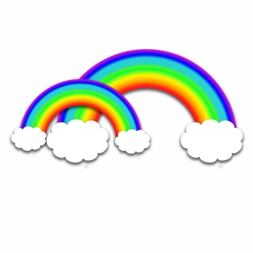 卡通白云和美丽的七彩虹插画555873png图片素材