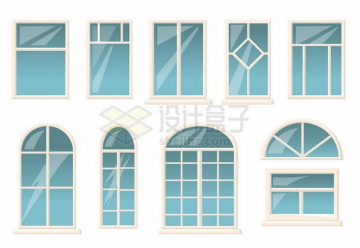 各种各样的卡通窗户蓝色玻璃窗户3101865矢量图片免抠素材免费下载