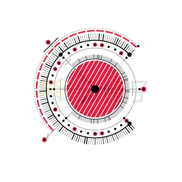科技风格红色圆环装饰图案9745701矢量图片免抠素材