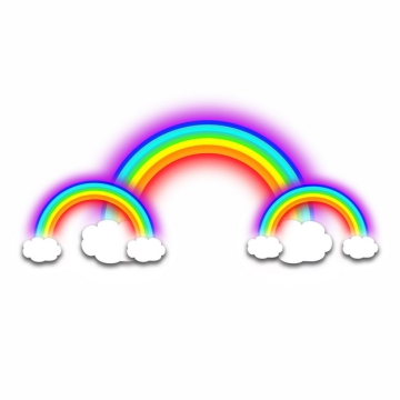 卡通白云和发光的七彩虹插画685360png图片素材