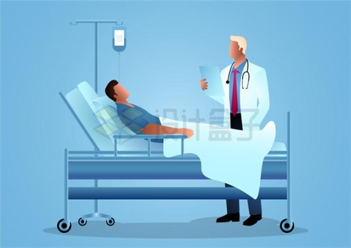 医生正在询问躺在病床上的病人医疗插画3150698矢量图片免抠素材