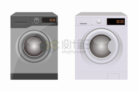 两款全自动滚筒洗衣机家用电器png图片免抠矢量素材