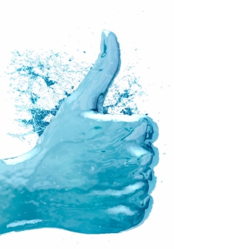 创意抽象液态水组成竖起大拇指点赞的手955386PSD图片免抠素材