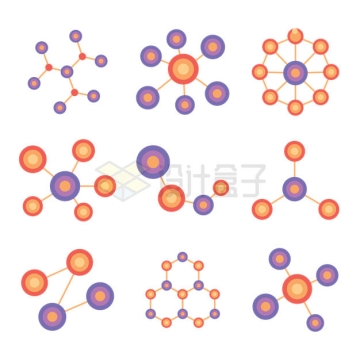 9款小球组成的分子结构示意图3044544矢量图片免抠素材
