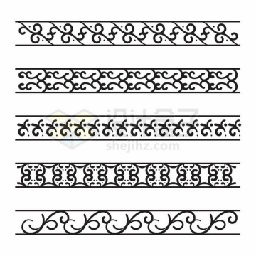  Five types of black complex pattern border separation line 6227144 vector picture cut free material