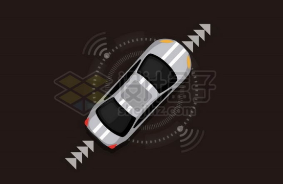 俯视视角未来自动驾驶汽车车载雷达系统2680293矢量图片免抠素材