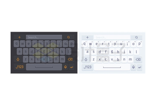 深色和浅色风格的手机输入法键盘布局8730178矢量图片免抠素材