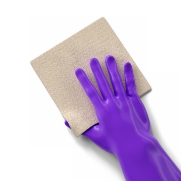 紫色橡胶手套拿着一块抹布843586png图片素材