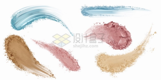 6种颜色的粉末粉底涂抹笔触效果化妆品美妆品png图片素材