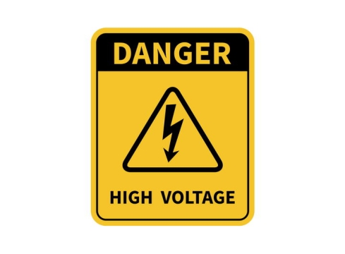 小心有电小心触电当心带电黄色提示牌警告标志警示标牌图片免抠矢量素材