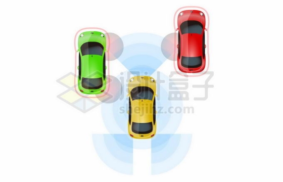 行驶中的未来自动驾驶汽车安全辅助系统2006599矢量图片免抠素材