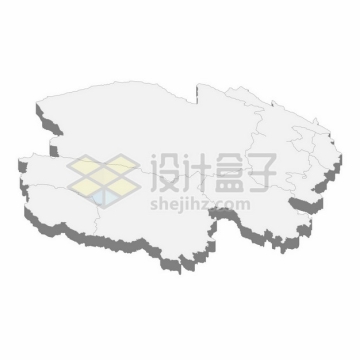 青海省地图3D立体阴影行政划分地图911995png矢量图片素材