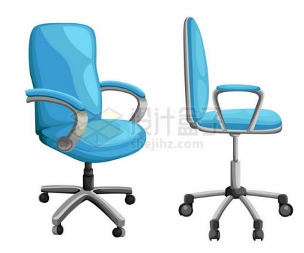 2个不同角度的蓝色座椅办公室转椅1302690矢量图片免抠素材