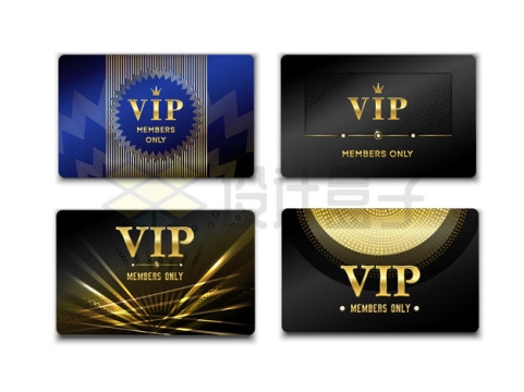 4款黑金色VIP会员卡片模板5288246矢量图片免抠素材