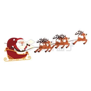 圣诞节驯鹿拉着圣诞老人驾驶着圣诞车插画8379341矢量图片免抠素材