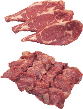 切好的瘦牛肉瘦猪肉和牛大排猪大排905133png图片素材