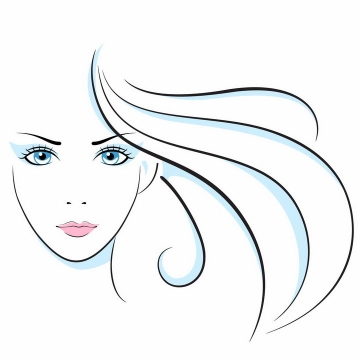 简约线条手绘美女和长发头发美容美发logo设计方案png图片免抠矢量素材