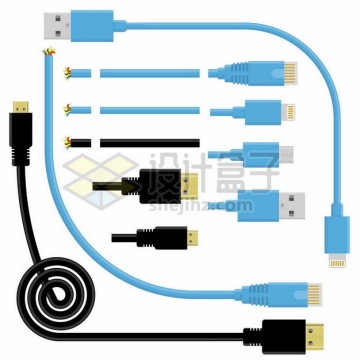 各种USB数据线接口Type-C接口等2914622png图片免抠素材