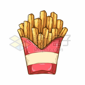 肯德基薯条美味快餐彩绘插画png图片免抠矢量素材