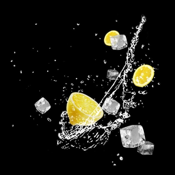 柠檬和冰块效果图片免抠素材