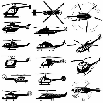 黑色卡通风格直升飞机png图片免抠矢量素材