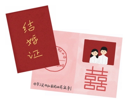 卡通手绘结婚证红本本521606png图片素材