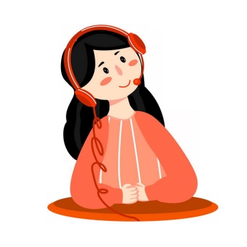 卡通红衣女孩戴耳机听歌4319610免抠图片素材