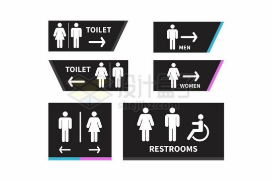 黑色残疾人专用男女厕所标志6970234矢量图片免抠素材